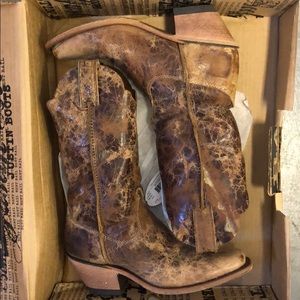 Justin Boots Leather 8.5 8 1/2 B Tan Road 2 1/4”